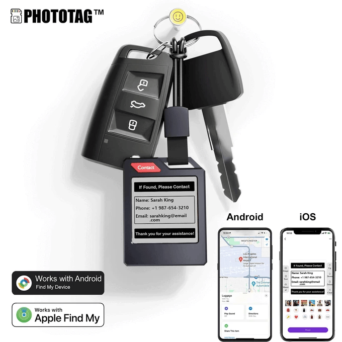 PhotoTag™ Color E-Ink Bluetooth Tracker (iOS & Android)