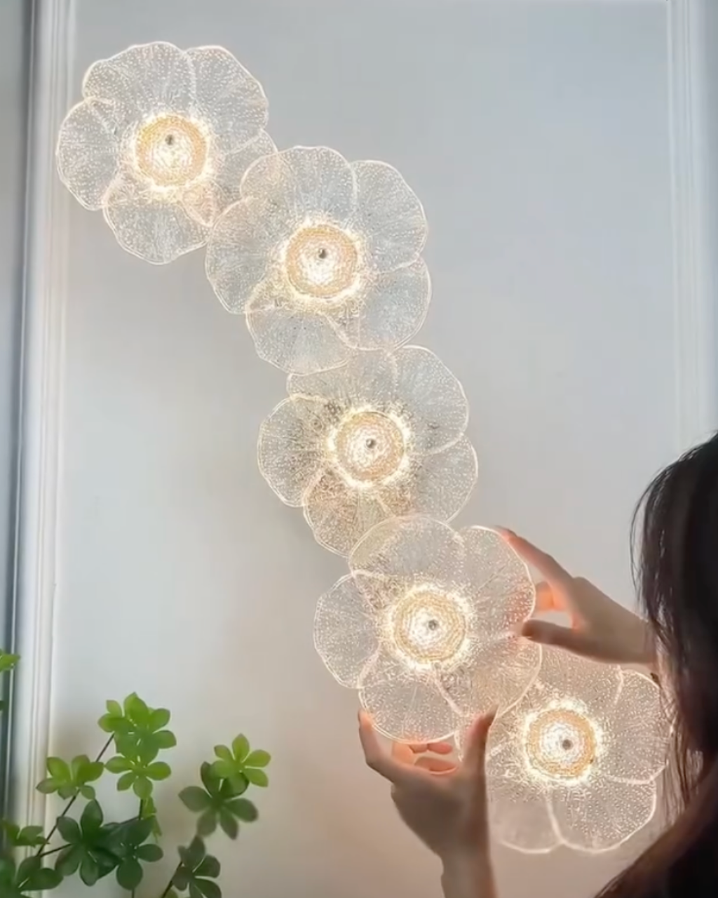 BlossomLuxe Crystal Flower LED Wall Decor