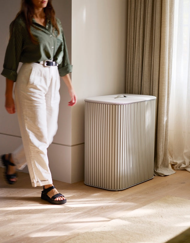 LuxeHaven 90L Bamboo Easy-Empty Dual Tote Laundry Hamper