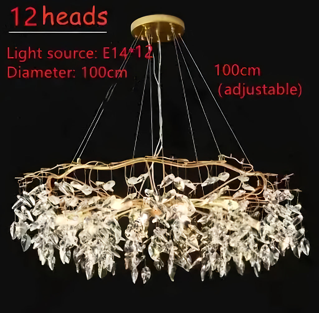 The Gilded Willow: 12-Light Crystal Branch Chandelier