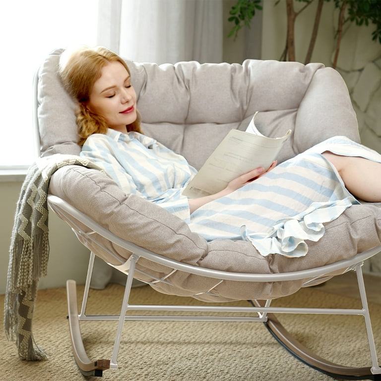 Indoor/Outdoor Modern Rocking Armchair with Metal Frame