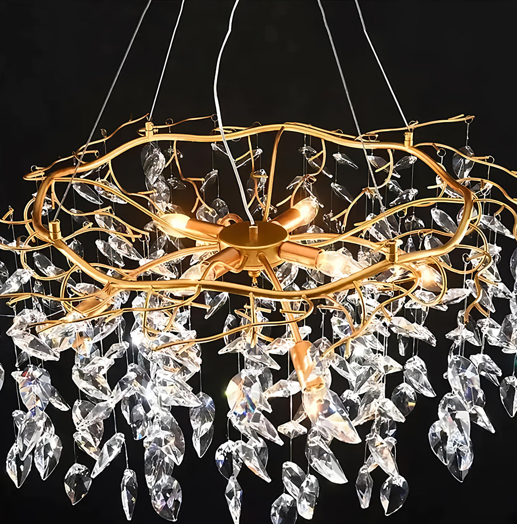 The Gilded Willow: 12-Light Crystal Branch Chandelier