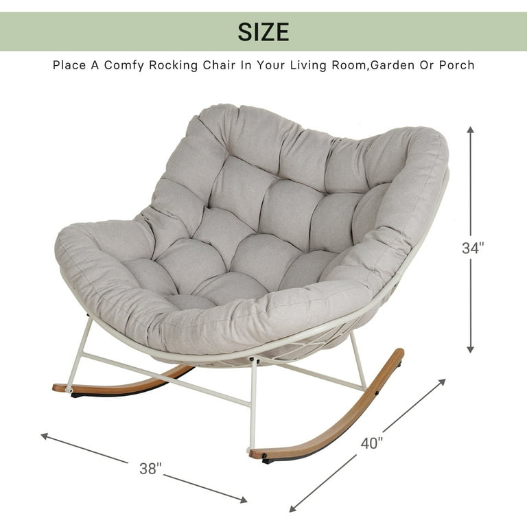 Indoor/Outdoor Modern Rocking Armchair with Metal Frame
