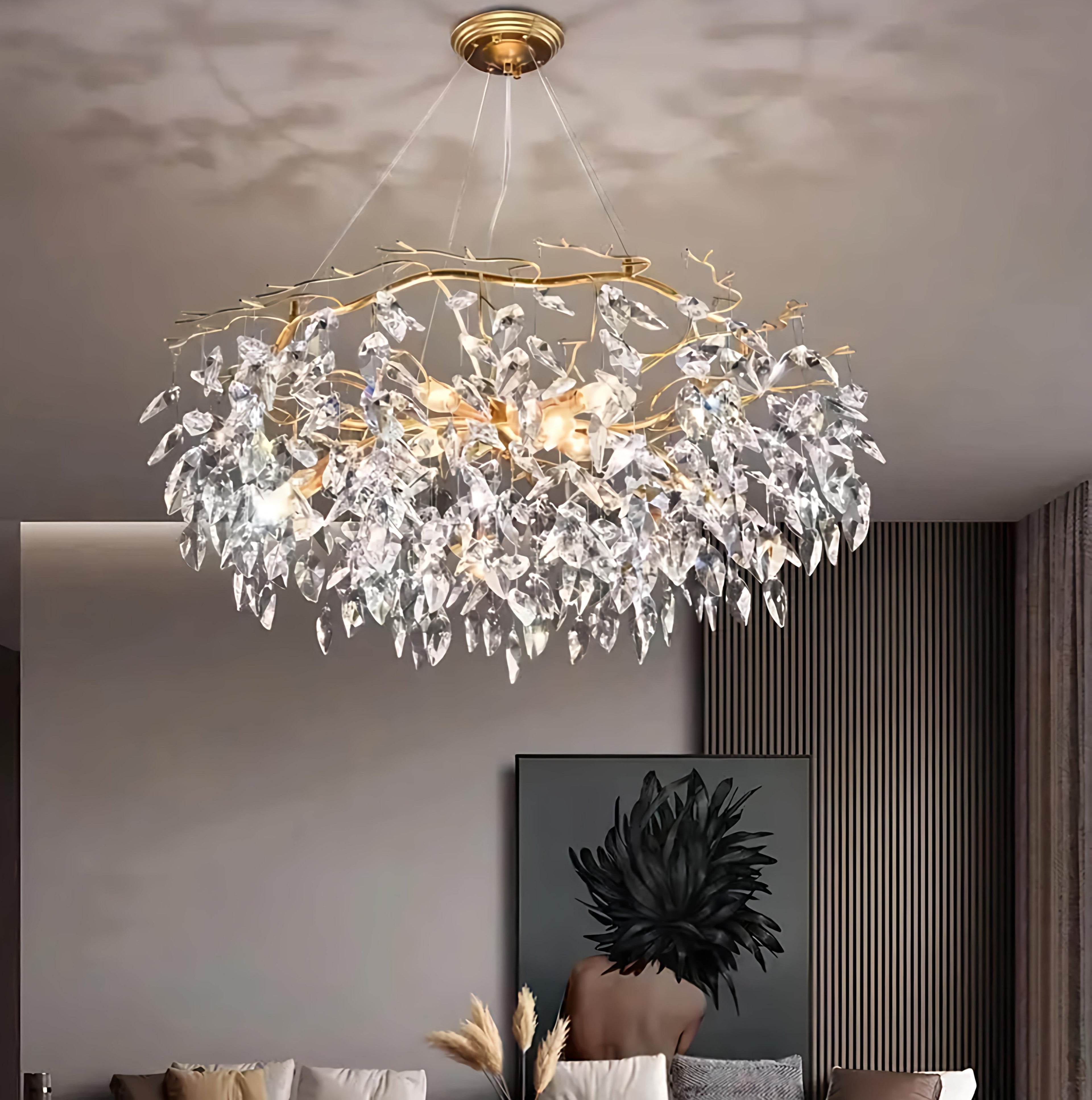 The Gilded Willow: 12-Light Crystal Branch Chandelier