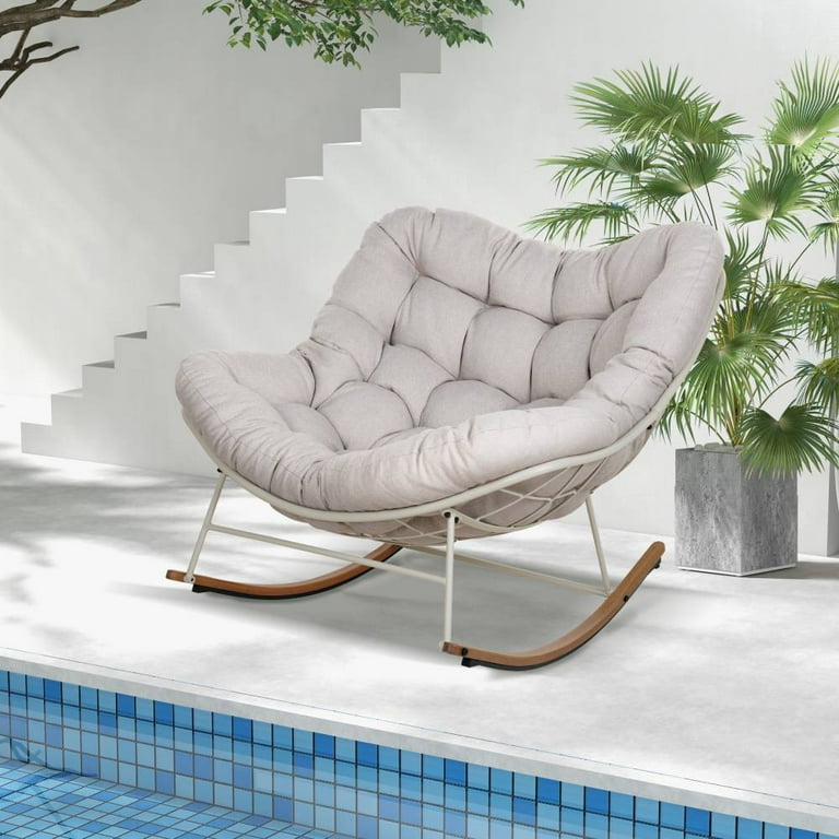 Indoor/Outdoor Modern Rocking Armchair with Metal Frame