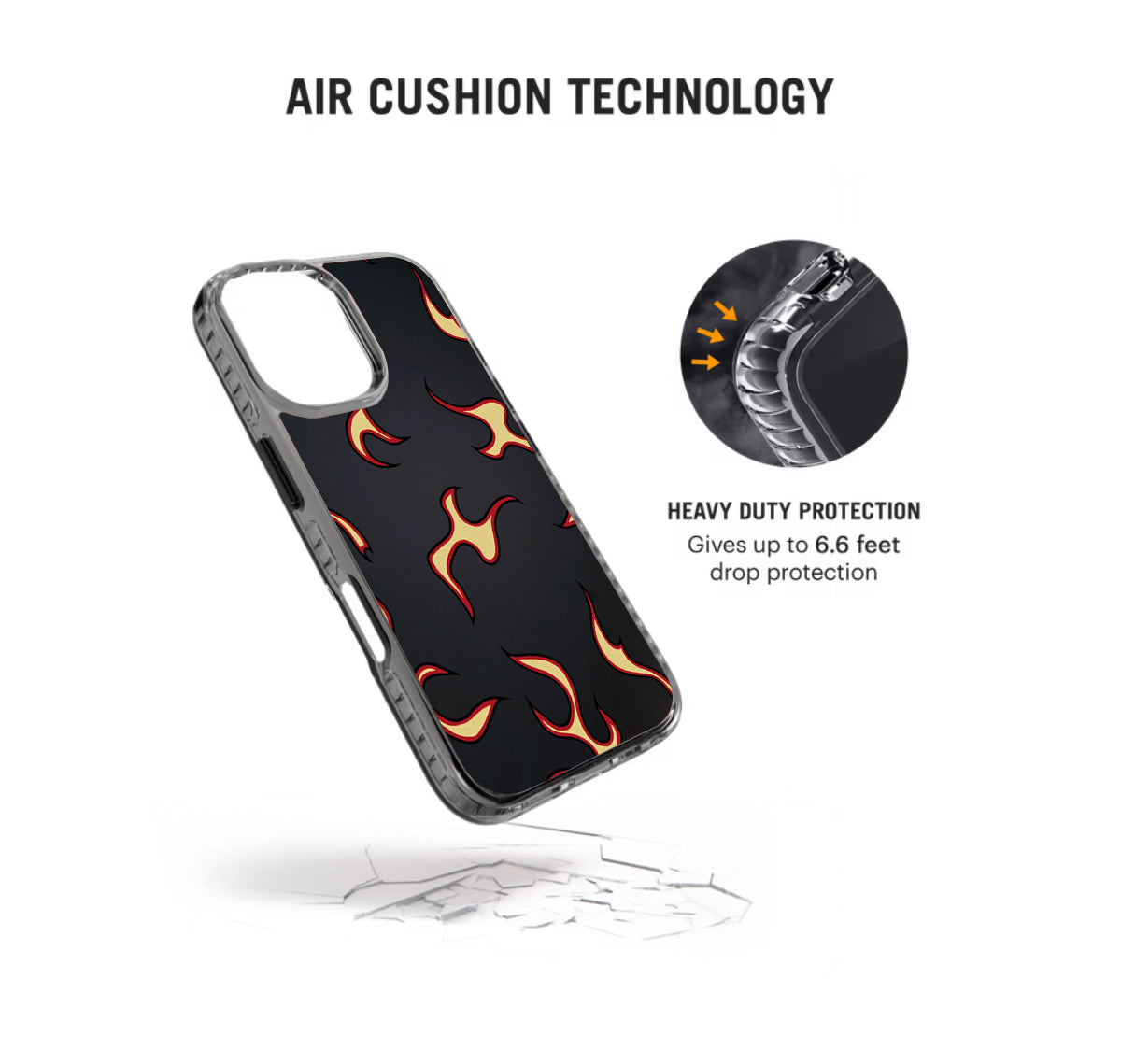 Black Flames Pattern Stride 2.0 Phone Case Cover